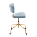 Contemporary Task Chair in Gold Metal and Light Blue Velvet - Grand Goldman