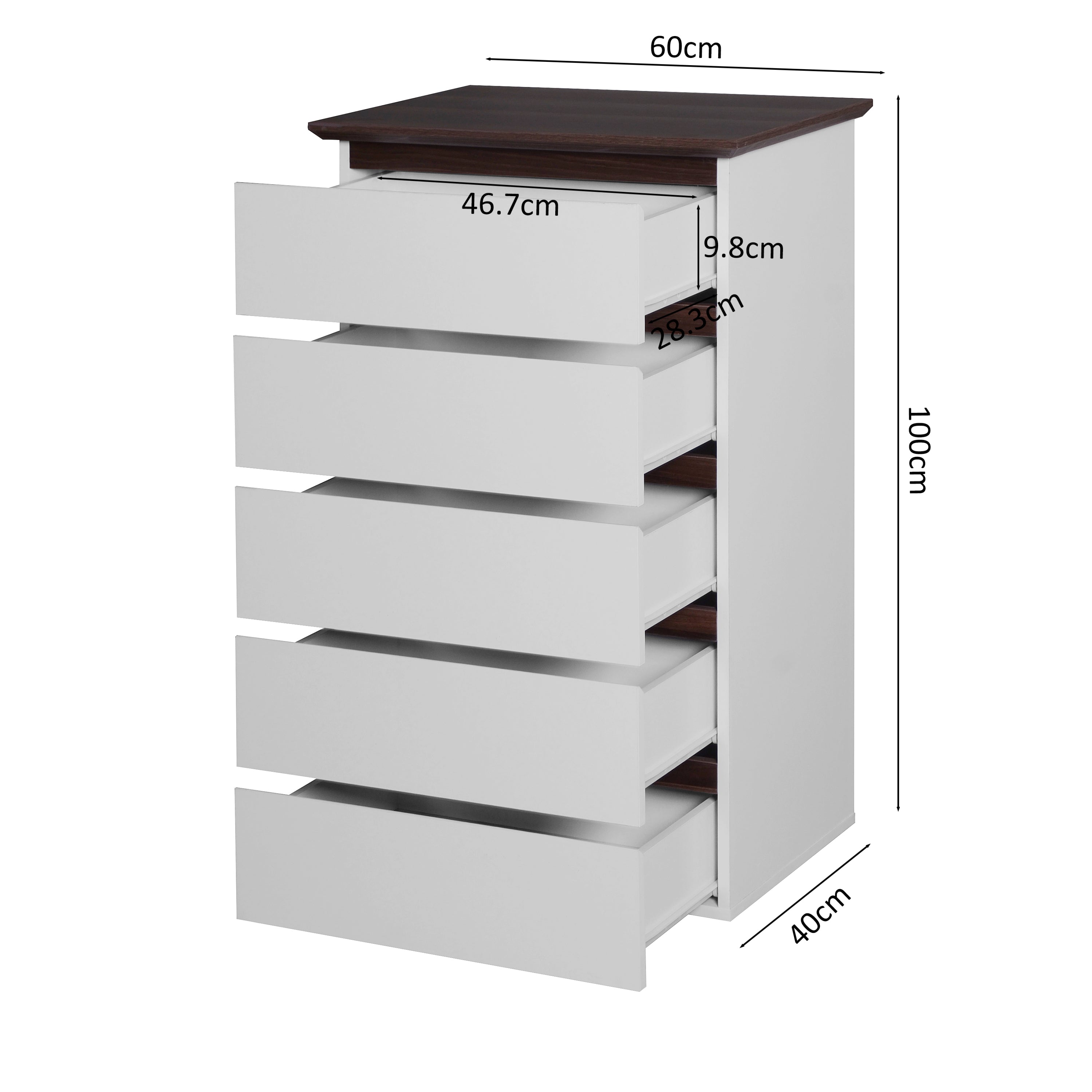 5 Drawer Dresser for Bedroom,  Modern Closet Dressers Chest of Drawers, White & Walnut color Storage Dresser Chest Cabinet Organizer Unit - Grand Goldman Shop