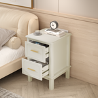 Modern  Nightstand with 2 Drawers, Bedroom Bedside Table with Gold Handles, Sturdy Wood Accent Table for Small Spaces, Living Room, Kids Room & Guest Room-Off White - Grand Goldman Shop
