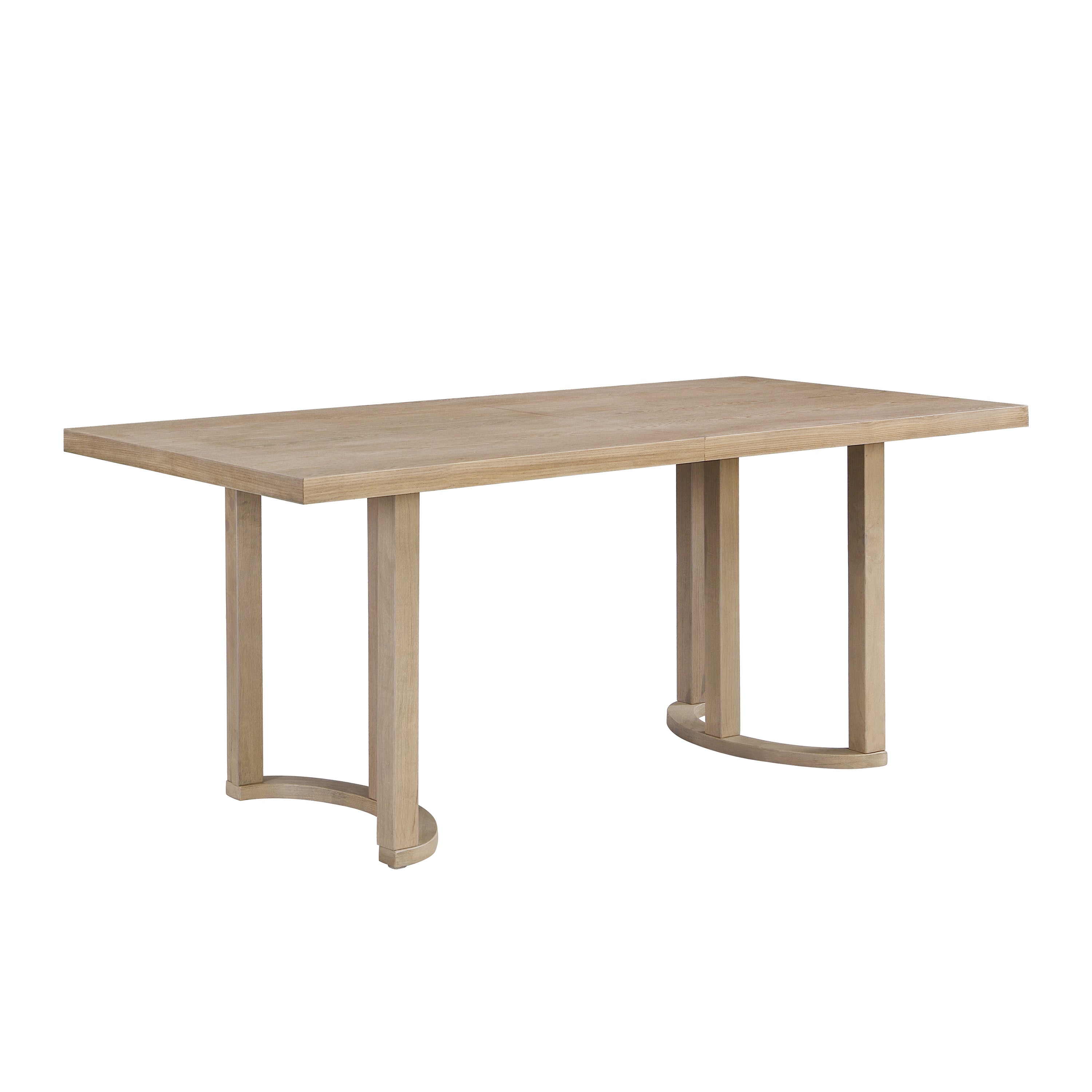 Contemporary 69 Inches Dining Table with U-Shaped Trestle Base in Light Ash Solid Wood and MDF - Grand Goldman Shop