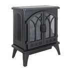 Classical 24-Inch 3D Flame Electric Infrared Quartz Fireplace Stove with Remote Control, Antique Black, Tempered Glass & Sheet Metal - Grand Goldman Shop