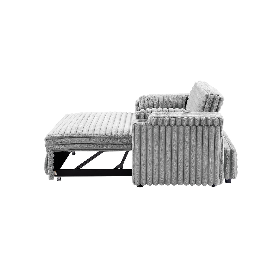 Light Grey Corduroy Sofa Bed with Pull Out  Bed - Grand Goldman Shop