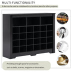 ON-TREND Sleek Design 24 Shoe Cubby Console, Modern Shoe Cabinet with Curved Base, Versatile Sideboard with High-quality for Hallway, Bedroom, Living Room, Black - Grand Goldman Shop