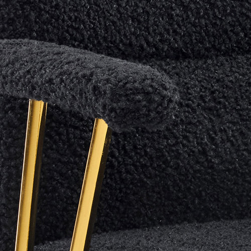 Textured Boucle Fabric Black and Gold Office Chair, Modern Height Adjustable Desk Chair with Padded Arms | Premium Home Decor