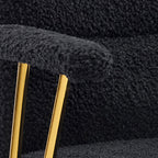 Textured Boucle Fabric Black and Gold Office Chair, Modern Height Adjustable Desk Chair with Padded Arms | Premium Home Decor