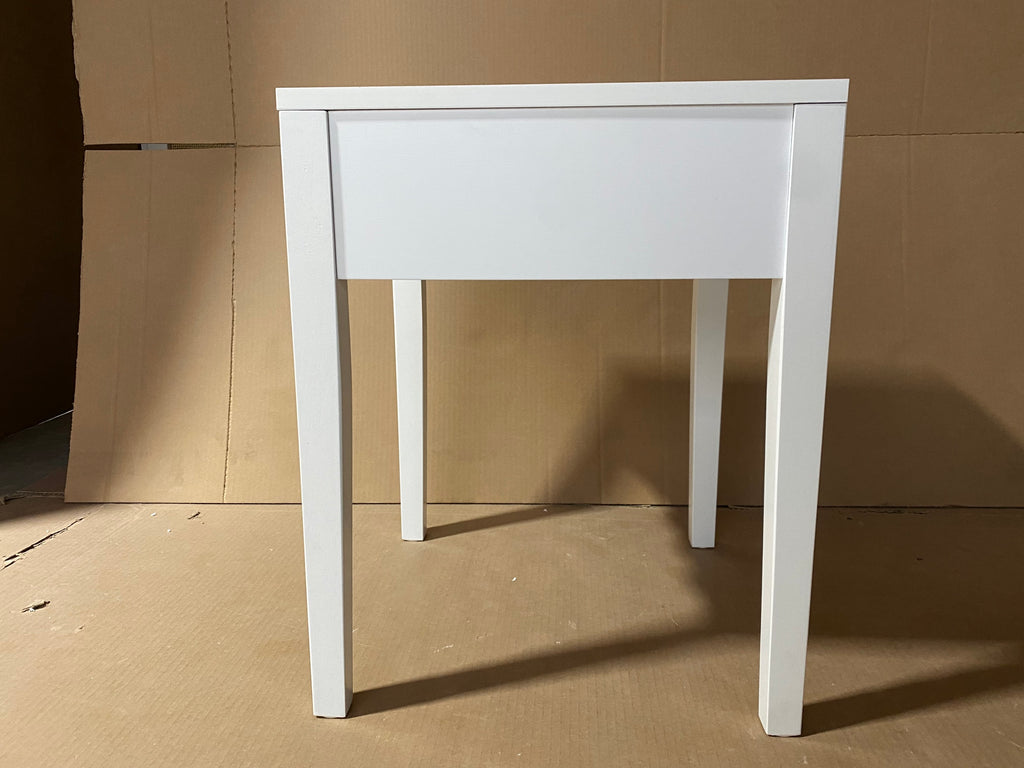 White Nightstand with Drawer, Modern Bedside Table with Wavy Apron Design, Compact End Table for Bedroom Living Room, Small Side Table with Storage - Grand Goldman Shop