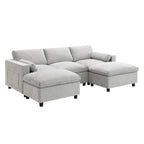 [VIDEO]86.5'' Chenille Modular Sectional Sofa with Storage Pockets, 5 Seat U Shaped Couch Set with Pillows,Free Combination,Modern Cloud Sofa with 2 Movable Ottoman for Living Room,Apartment,3 Colors - Grand Goldman Shop