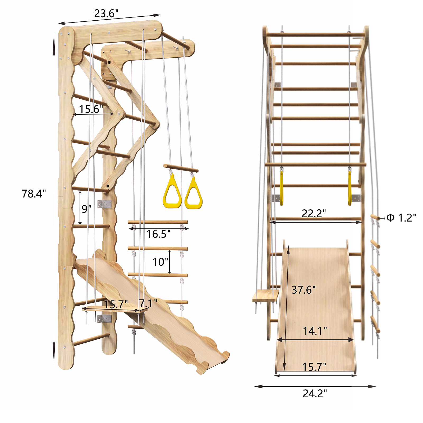 Toddler Climbing Toys Indoor Kids Pikler Triangle Set Foldable Indoor Ladder Climbing Gym Climber | Premium Home Decor - Gran
