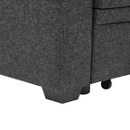 76.5' Linen Blend Upholstered Sectional with Pull-Out Bed and Chaise Storage - Grand Goldman Shop