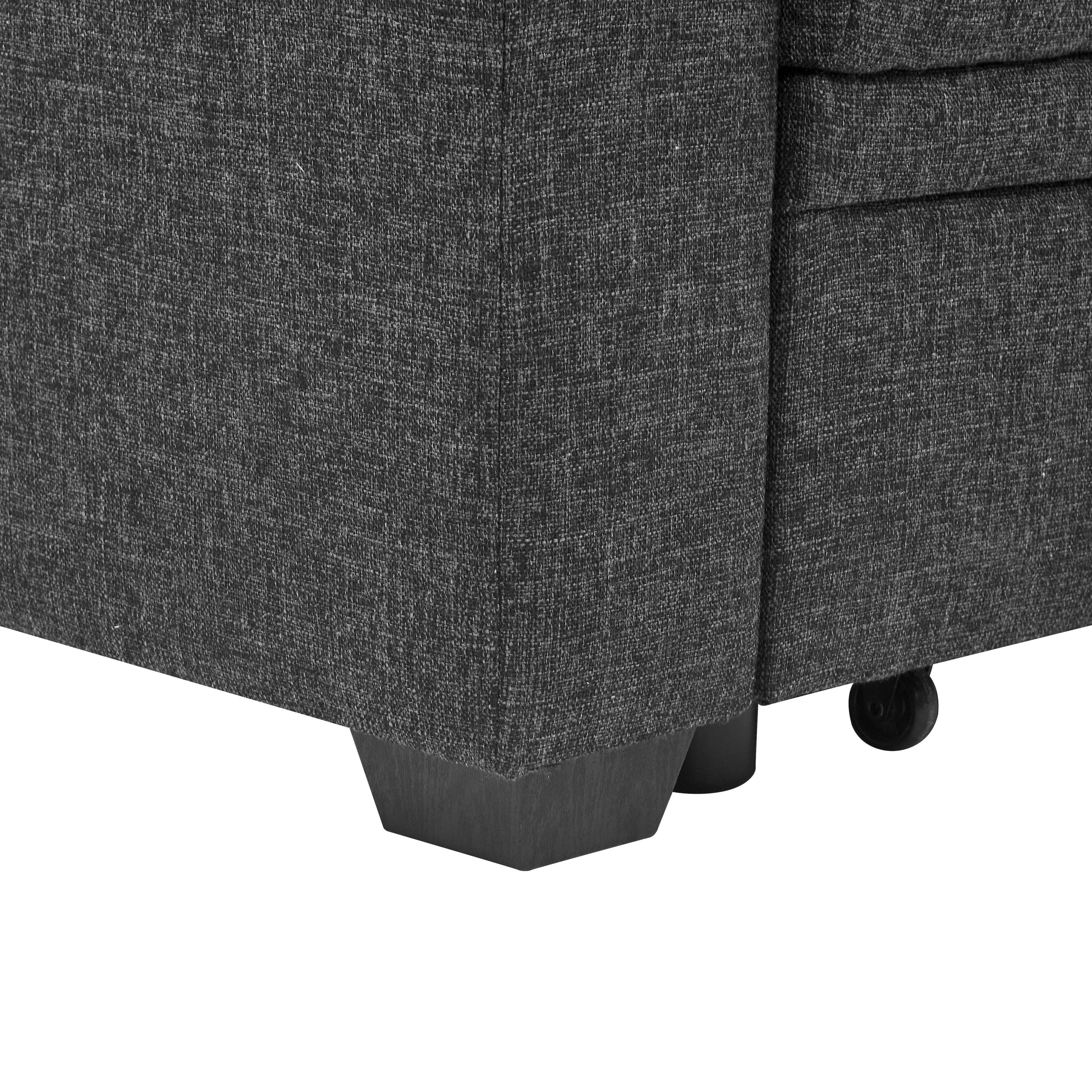 76.5' Linen Blend Upholstered Sectional with Pull-Out Bed and Chaise Storage - Grand Goldman Shop
