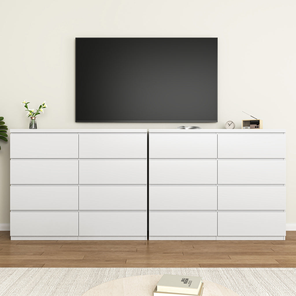8 Drawers Dresser for Bedroom, Wood Bedroom Dresser Modern Drawer Chest, 8 Chest of Drawer, Tall Dresser for Closet, Dressers Organizer for Living Room, Closet, White - Grand Goldman Shop