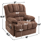 23' Seat Width and High Back Large Size Chenille Power Lift Recliner Chair with 8-Point Vibration Massage and Lumbar Heating, Brown - Grand Goldman Shop