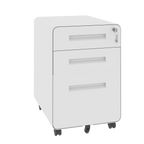 3-Drawer Wide Mobile File Cabinet with Lock, All-Steel Metal Storage Cabinet on Casters, White, Fully Assembled, Holds A4/Letter Files, 110lbs/Drawer