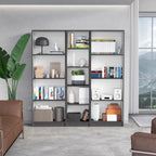 Durant 3 Piece Home Bookcase set, 67' Wide with 13 Shelves ,  Living Room Set Set  Matt Gray - White - Grand Goldman