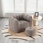 Soft Chenille Bean Bag Chair with High Resilient Foam for Living Room and Bedroom, Comfortable Square Lazy Sofa with Footstool for Adults - Grand Goldman Shop