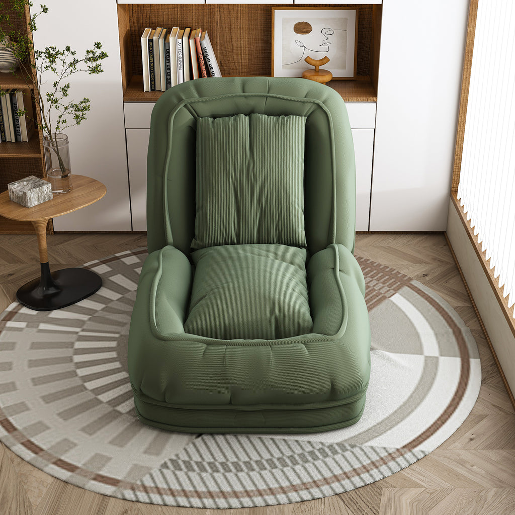 Green Upholstered Human Dog Bed with 5 Adjustable Positions, Foldable Lazy Sofa Bed for Adults and Pets, Includes 2 Soft Pillows for Bedroom, Living Room, Reading Corner - Grand Goldman Shop