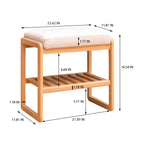 Natural Solid Wood Shoe Bench with Beech Wood Storage Rack Organizer and High Rebound Sponge Cushion in Beige - Grand Goldman Shop