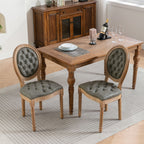 French Style Solid Wood Frame Antique Painting,Hand-pulled buckle decoration PU artificial leather Dining Chair with Nailhead Trim ,Wood Legs,Set of 2,White Pine Green,SW1839WP - Grand Goldman Shop