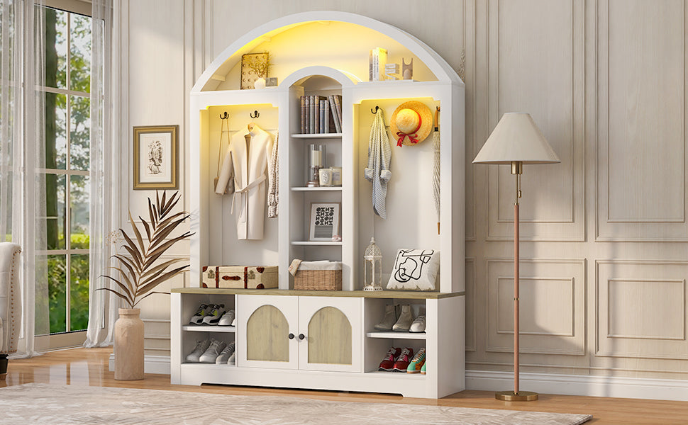 Multi-functional wardrobe/entrance wardrobe, equipped with shoe racks, clothes hangers and hooks. Wardrobe - A wardrobe is made of sturdy medium-density fiberboard with modern design and practical sto - Grand Goldman Shop