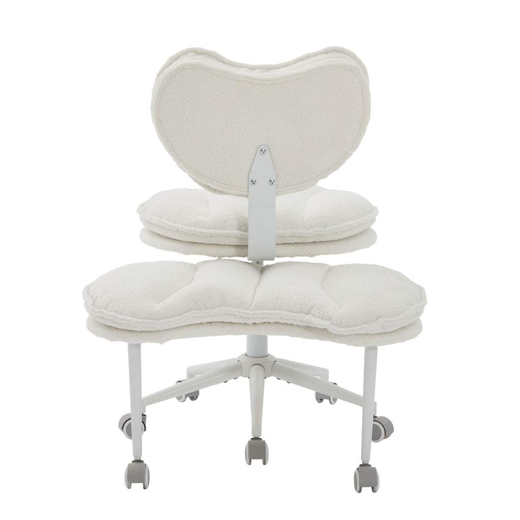 Meditation Chair Plus, Teddy Fleece Double-Layer Padding Cross Legged Rolling Chair for ADHD, Criss Cross Desk Chair with Lum