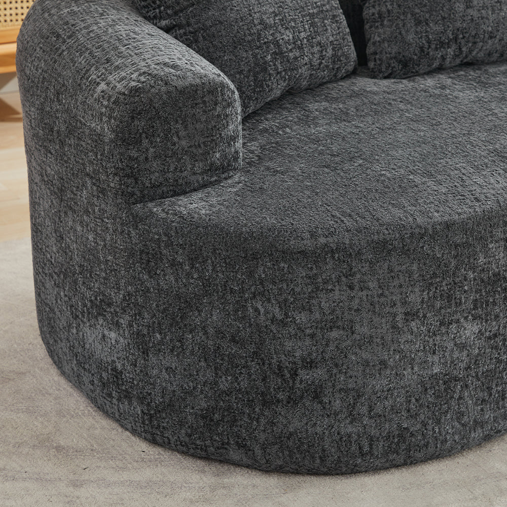 Curved Loveseat, Small Chenille Sofa with 3 Pillows, Deep Seat Couch for Apartment, Living Room, No Assembly Needed - Grand Goldman Shop