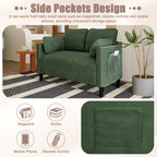 48' Soft Corduroy Loveseat Couch W/Soft Cushions,Side Storage Pocket,Sturdy Composite Board & Solid Wood Frame, High Rebound Sponge,Easy Assembly,Ideal for Living Room,Apartment,Dorm,Office. - Grand Goldman Shop