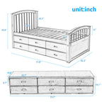 Orisfur. Twin Size Platform Storage Bed Solid Wood Bed with 6 Drawers - Grand Goldman Shop