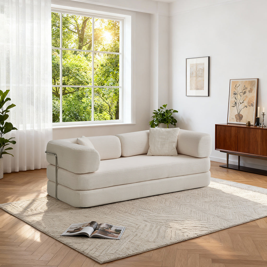 Floor Couch,Compressed Sofa,Convertible Floor Sofa Bed with Convertible Blanket Pillow,Enhanced frame stability,Comfy Couch Lounge Sleeper Bed,for Living Room Bedroom - Grand Goldman Shop
