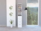Vanguard Linen Cabinet, Three Shelves, Four Drawers -White - Grand Goldman