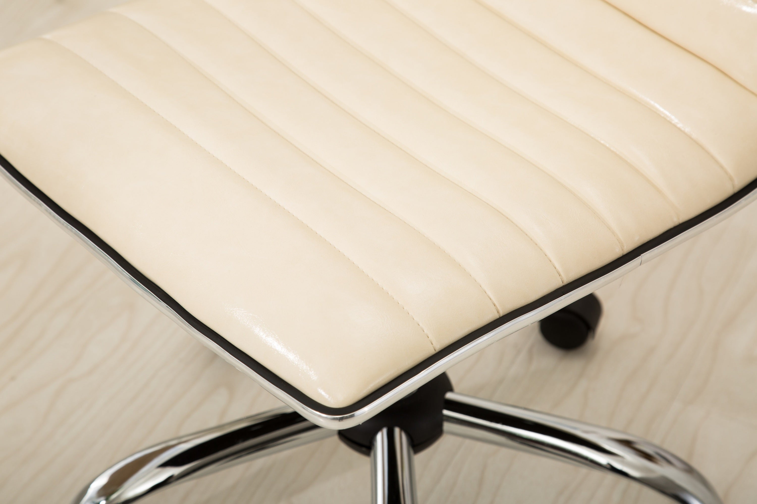 Fremo Chromel Adjustable Air Lift Office Chair, Beige | Premium Home Decor - Grand Goldman
