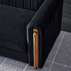 Contemporary Velvet Sofa Couch 84.25''W for Living Room, Black - Grand Goldman Shop