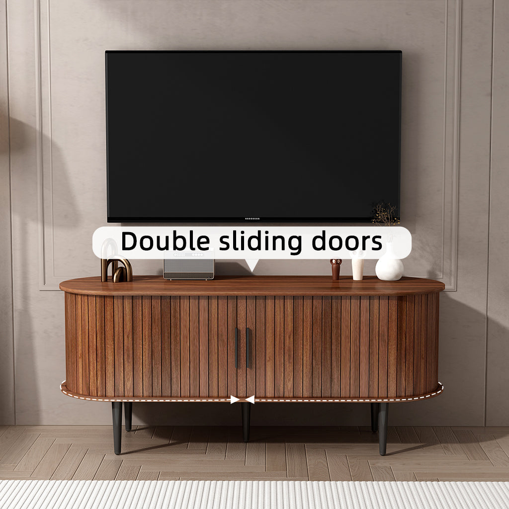 TV Stand, 47' Modern TV Console Table with Storage Compartment and Sliding Door, Gaming Entertainment Center with Cabinet for Living Room, Bedroom, Office (Walnut) - Grand Goldman Shop