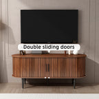 TV Stand, 47' Modern TV Console Table with Storage Compartment and Sliding Door, Gaming Entertainment Center with Cabinet for Living Room, Bedroom, Office (Walnut) - Grand Goldman Shop