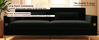 FX-P18-BK(sofa)Luxury Velvet Sofa with Gold Accents - Modern 3-Seat Couch with Plush Cushions, Perfect for Living Room and Office Decor - Grand Goldman Shop