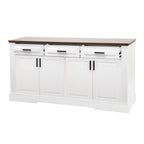 Modern Fluted Sideboard Buffet Cabinet with 4 Doors 3 Drawers, White MDF Storage Console Table for Living Room Dining Room Entryway, 63.11' L x 15.75' W x 32' H - Grand Goldman Shop