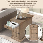 U-Can Classic Vintage Livingroom End Table Side Table with USB Ports and One Multifunctional Drawer with cup holders, Antique Brown (Old SKU: WF296294AAD) - Grand Goldman Shop