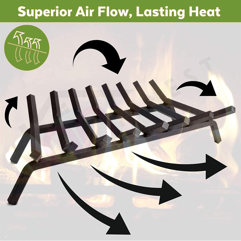 Fireplace Grate,Fireplace Log Holder,Heavy Duty Solid Cast Iron FIrewood Log Burning Rack for Inside The Fireplace Accessories Outood Fire Pit Kindling Fireplace Tools (33 inch) - Grand Goldman Shop