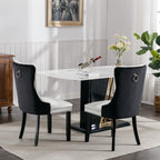 A&A Furniture,Nikki Collection Modern,High-end Tufted Solid Wood Contemporary PU and Velvet Upholstered Dining Chair with Wood Legs Nailhead Trim  2 Pcs Set,White+Black, SW2101WB - Grand Goldman Shop