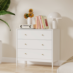 3 Drawer Dresser Chest, Modern White Storage Cabinet, MDF Wood Organizer for Bedroom, Living Room, Entryway, Small Space Furniture - Grand Goldman Shop