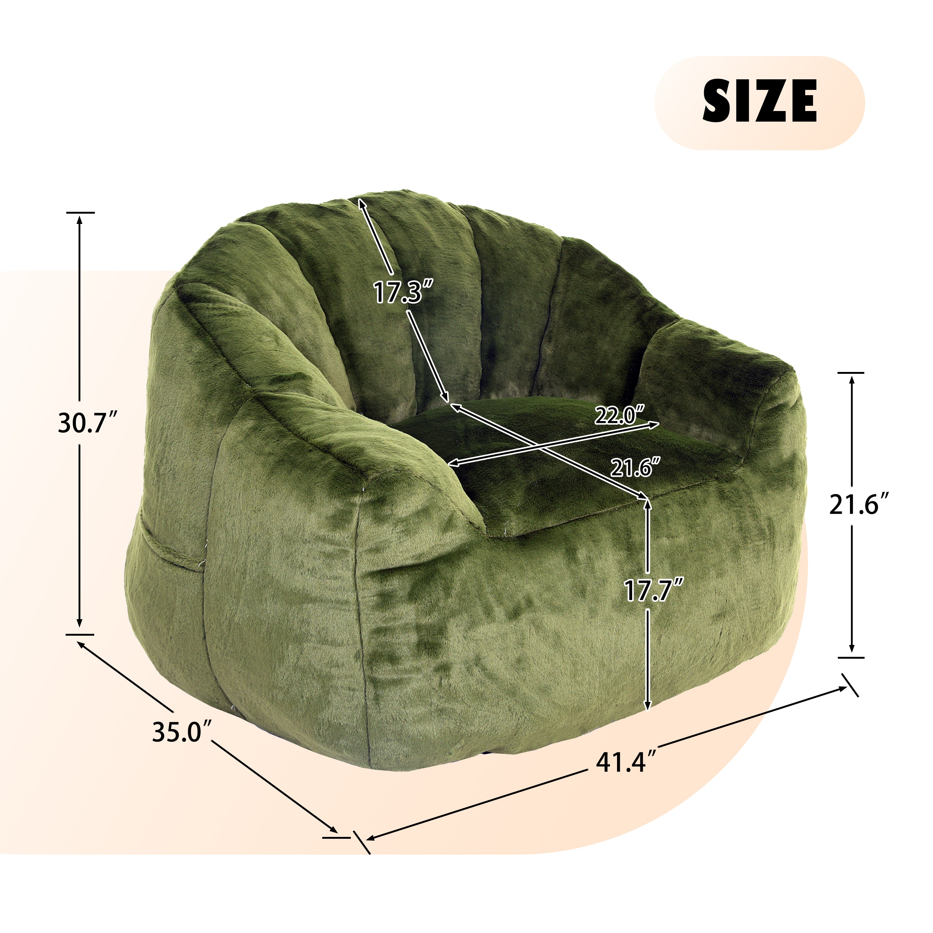 Beanbag Chair, Beanbag Sofa Chair with Armrests Stuffed High-Density Foam, Lazy Sofa Comfy Chairs Beanbag Chair for Adults in Living Room, Bedroom Reading - Grand Goldman Shop