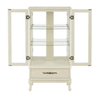 Curio Cabinet Lighted Glass Cabinet Glass Wine Cabinet Curio Display Cabinet with Adjustable Glass Shelves 2 Doors and 1 drawer Cabinet Sideboard With Bulb Included Antique White - Grand Goldman Shop