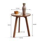 Solid Oak Round End Table - Versatile Coffee Table/Night Stand in Walnut Finish, Easy Assembly - Grand Goldman Shop