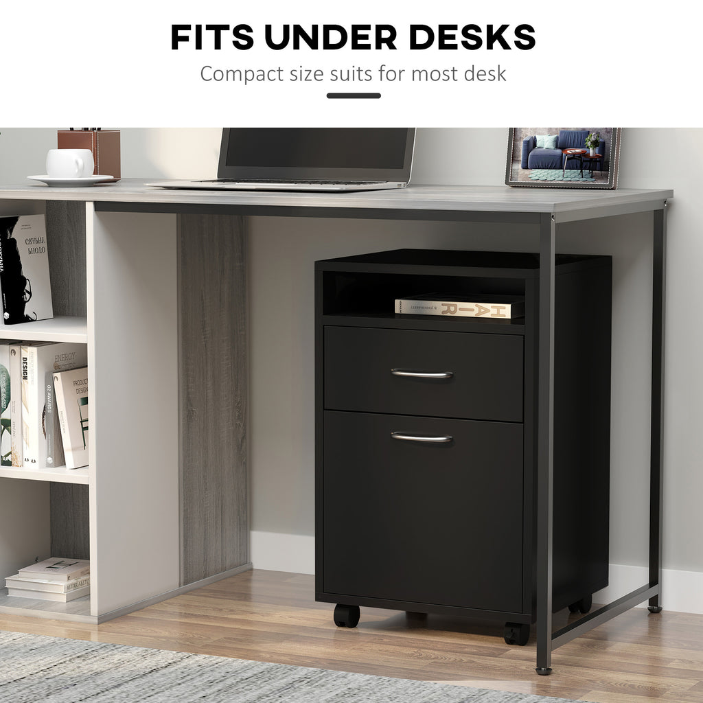 Mobile Storage Cabinet Organizer with Drawer and Cabinet, Printer Stand with Castors, Black | Premium Home Decor - Grand Gold
