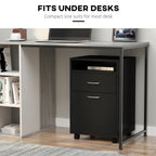 Mobile Storage Cabinet Organizer with Drawer and Cabinet, Printer Stand with Castors, Black | Premium Home Decor - Grand Gold