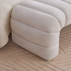 Modern Upholstered Armless Bed Bench, Channel Tufted Couch Daybed Chaise, Ivory Chenille, 69.7' Wide - Grand Goldman Shop