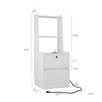 Nightstand with Charging Station, Smart Nightstand with Night Light, Modern Night Stand with Bookshelf, Bedside Tables with Storage Cabinet for Bedroom, White - Grand Goldman Shop
