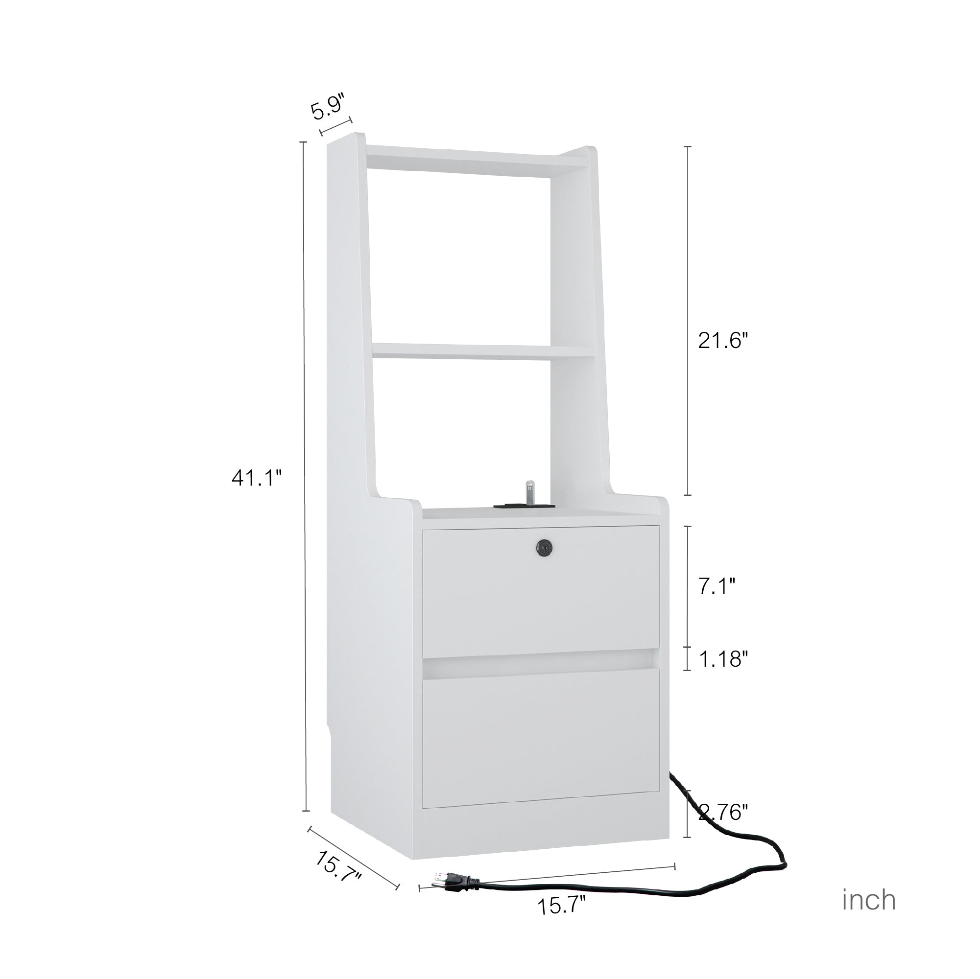 Nightstand with Charging Station, Smart Nightstand with Night Light, Modern Night Stand with Bookshelf, Bedside Tables with Storage Cabinet for Bedroom, White - Grand Goldman Shop