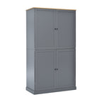 [Assembly Video Provided]TOPMAX 40.2x20x71.3inch High Freestanding Kitchen Pantry Large Cupboard Storage Cabinet with 2 Drawers, 2 Adjustable Shelves, 8 Door Shelves for Kitchen, Dining Room,Gray - Grand Goldman Shop