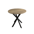 Modern 31.5 Inch Round Dining Table in Rustic Brown with Black Metal Legs, MDF Top for 2-4 People, Compact Kitchen or Dining Room Table - Grand Goldman Shop