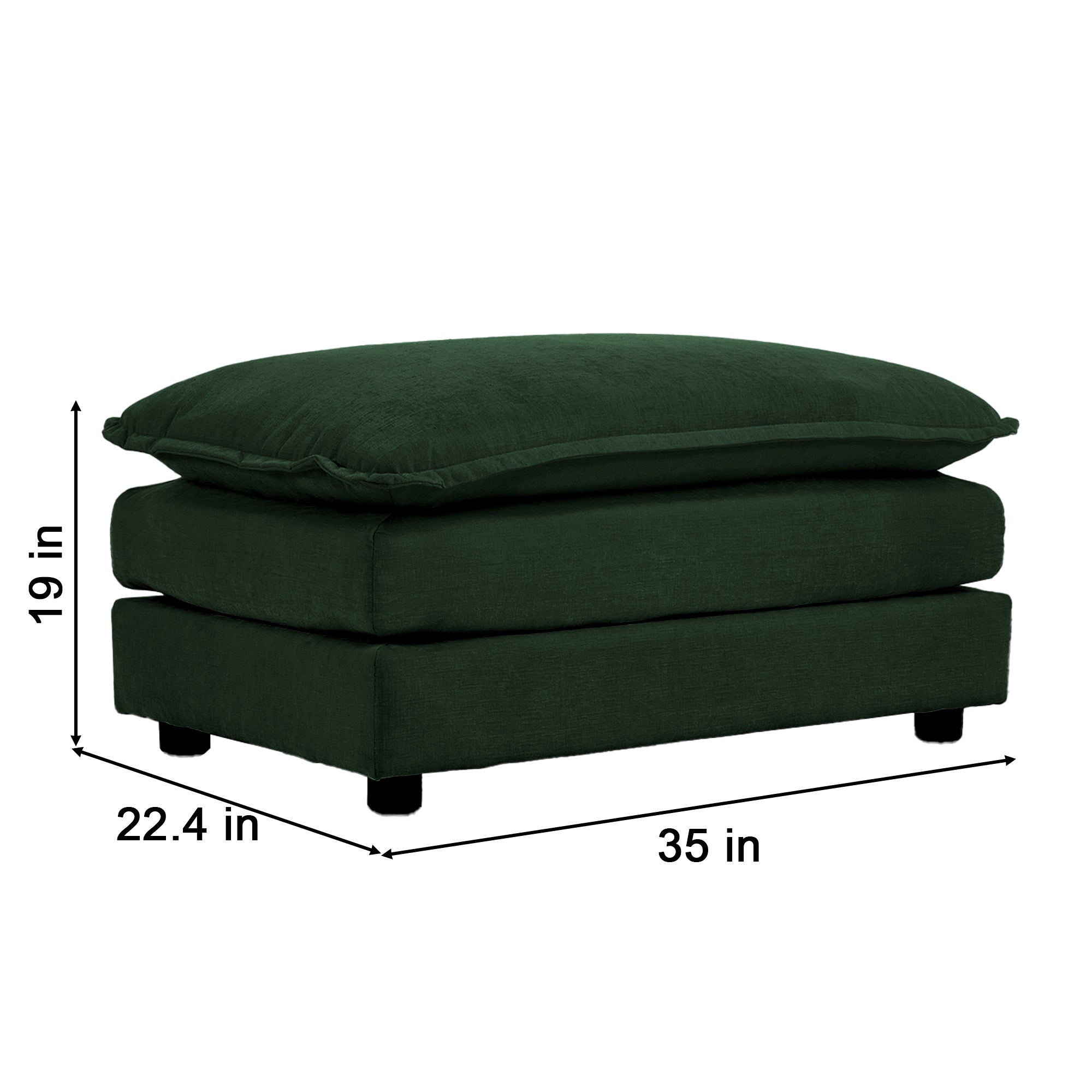 Chenille Fabric Ottomans Footrest to Combine with 2 Seater Sofa, 3 Seater Sofa and 4 Seater Sofa, Green Chenille - Grand Goldman Shop